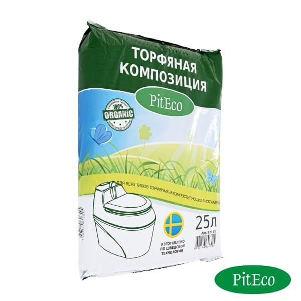 Торфяная смесь PitEco для биотуалетов 25л.