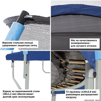 Батут Green Glade 12-футовый 4 ножки 8 стоек (2 кор.) Артикул: B122